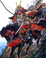 Ёсицунэ с войском спускается с горы Ити-но-тани (92 кБ)
